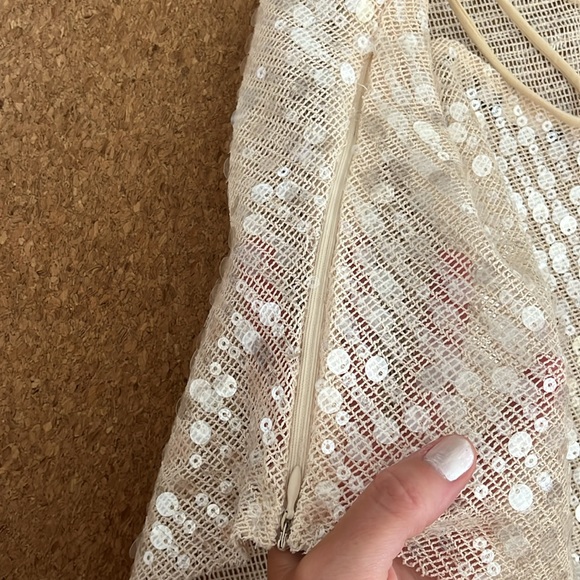 Gold/beige neutral sequin tank top - Picture 6 of 6